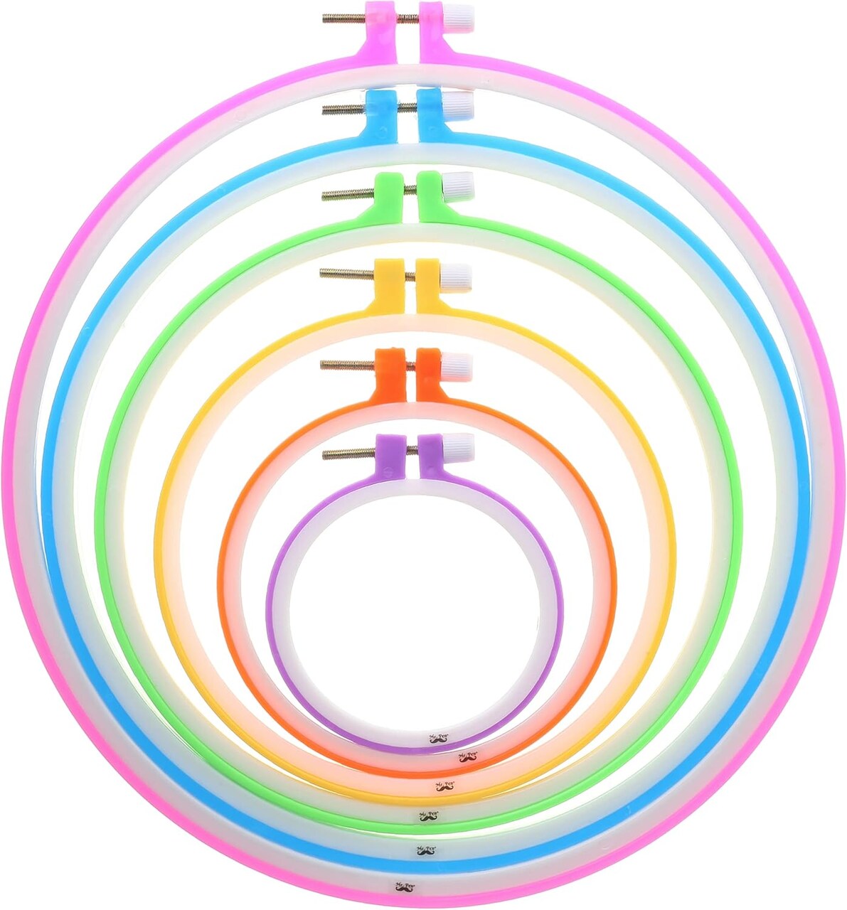 6 pcs, 3.4 inch to 10.2 inch, Assorted Colors-Embroidery Hoops Set